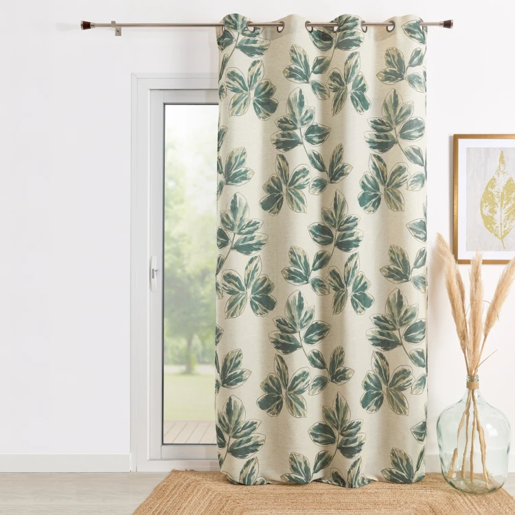 Vorhang aus Poly-Leinen mit aquarellfarbenem Blumenmuster