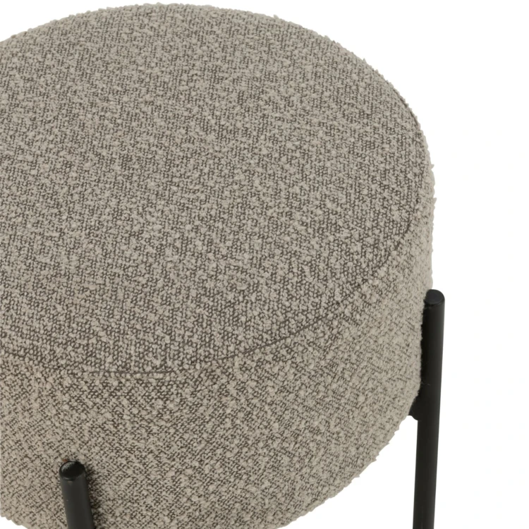 Petit tabouret rond en bois et tissu bouclette