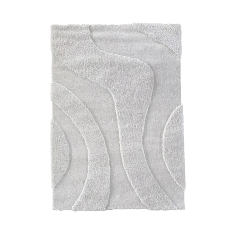 Tapis de salon motif ondulation en relief, effet texturé