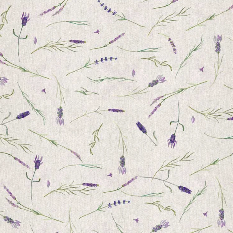 Mantel rectangular de algodón con revestimiento antimanchas y estampado de lavanda