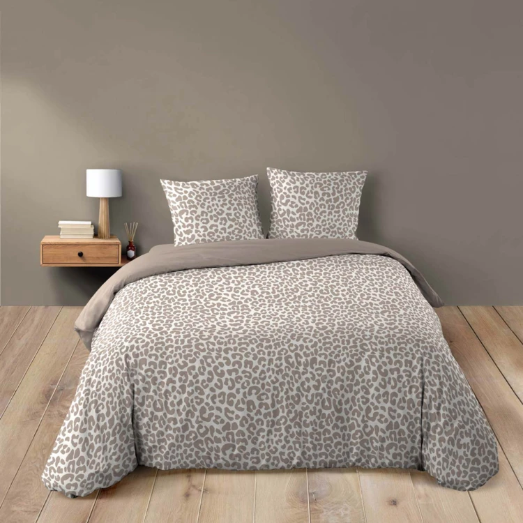 Set da letto a 3 pezzi in cotone al 100% con stampa leopardata: copripiumino + federe