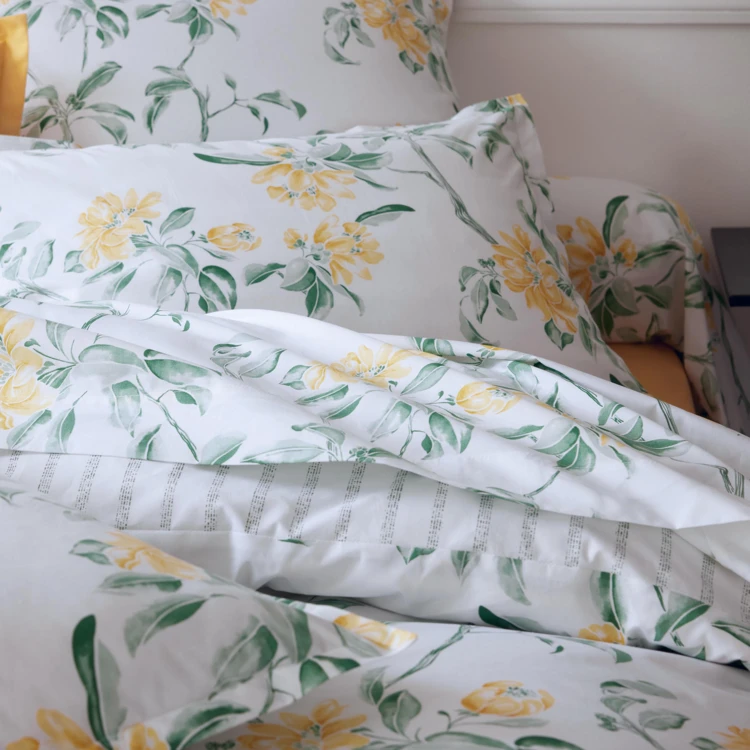 Kopfkissenbezug aus Baumwollperkal mit Blumenmuster