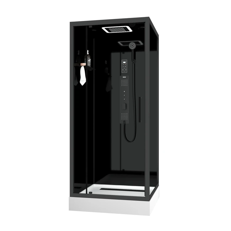 Cabine de douche hydromassante porte pivotante et panneau de contrôle tactile