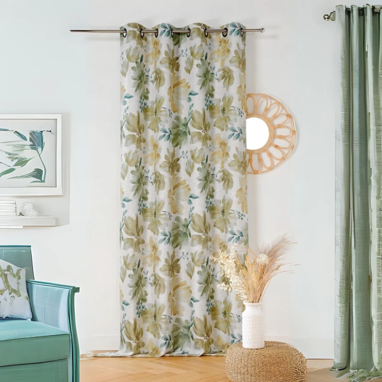Verdunklungsvorhang mit aquarellierten Blumen
