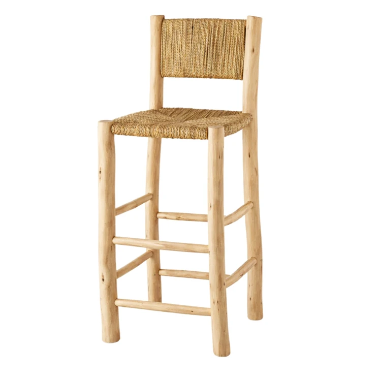 Tabouret de bar bois dossier aligné