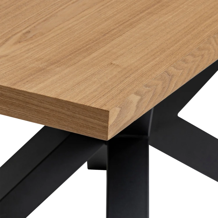 Table à manger extensible aspect bois avec piètement croisé