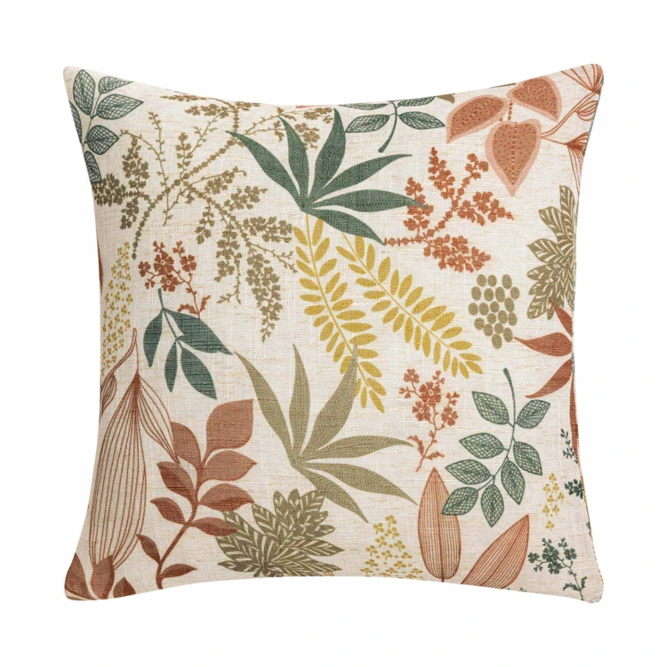 Coussin polylin imprimé feuillages