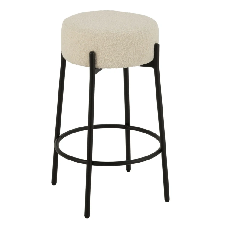 Barhocker aus Bouclé-Stoff und Metall