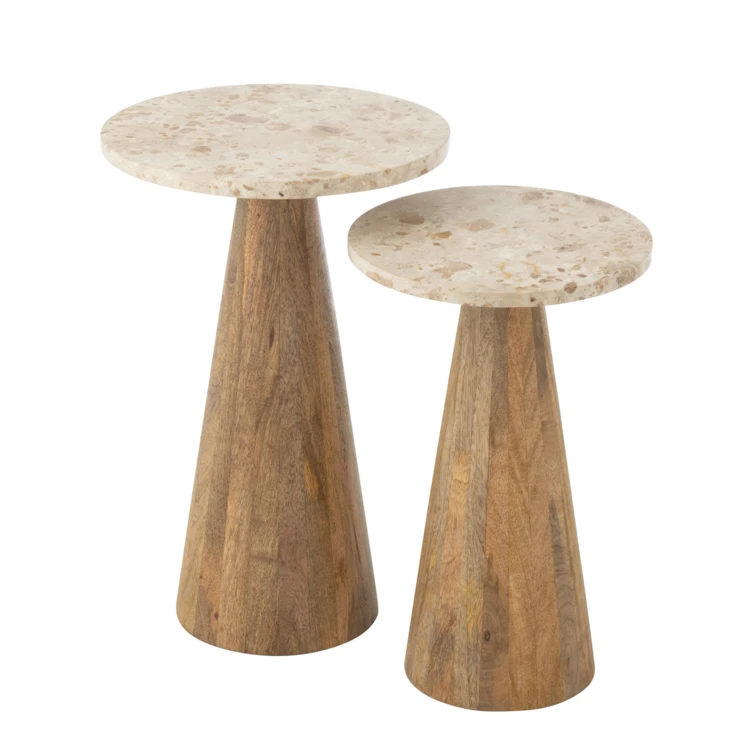 Lot de 2 tables d’appoint en bois effet marbre