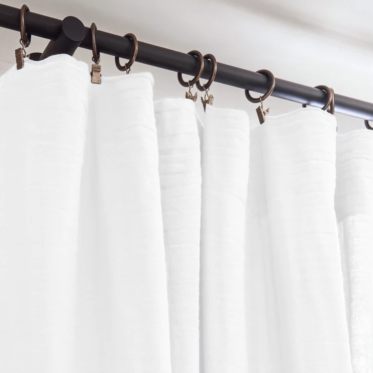 Rideau gaze de coton ajustable finition bourdon