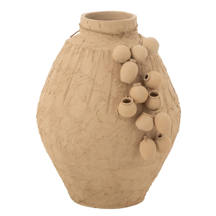 Vase décoratif texturé en papier mâché