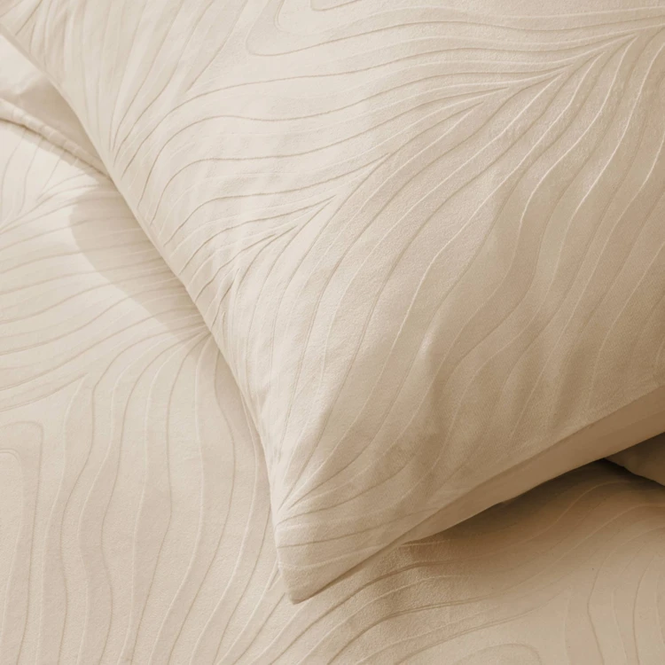 Parure de lit 3 pièces en velours gaufré à motif ondulé housse + taies