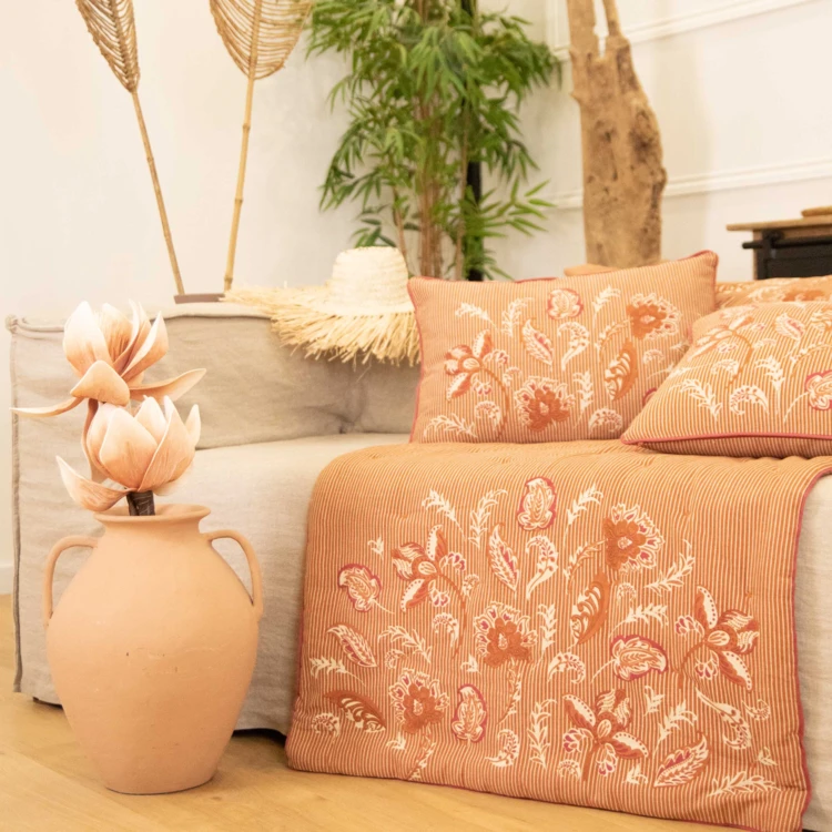 Coussin décoratif en polylin motif floral