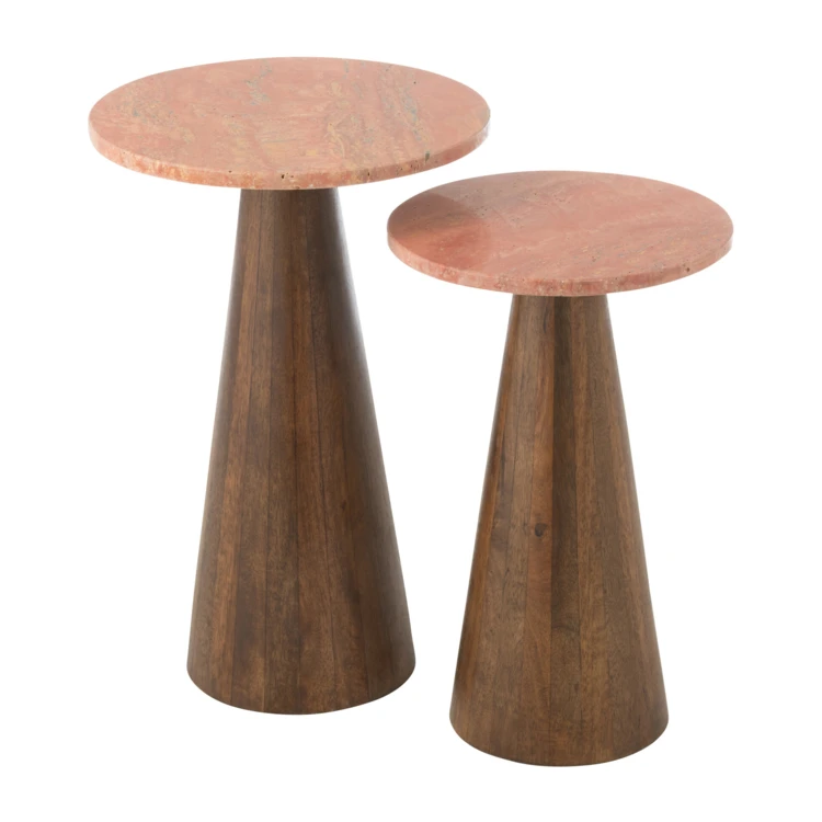 Lot de 2 tables d’appoint en bois effet marbre