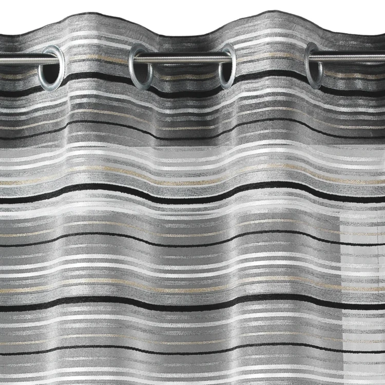 Voile di organza a righe orizzontali con occhielli