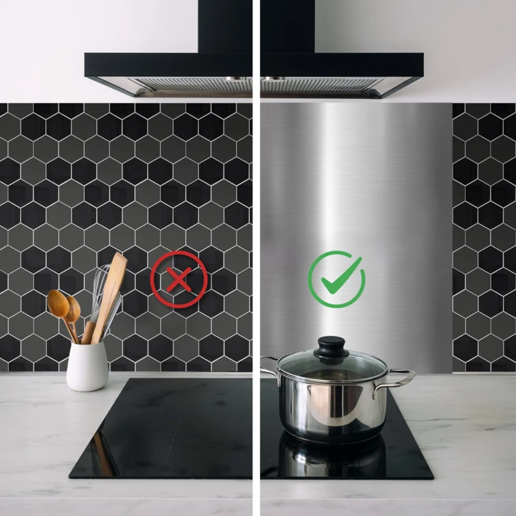Lot de 4 crédences adhésives murales 3D effet carrelage hexagonal