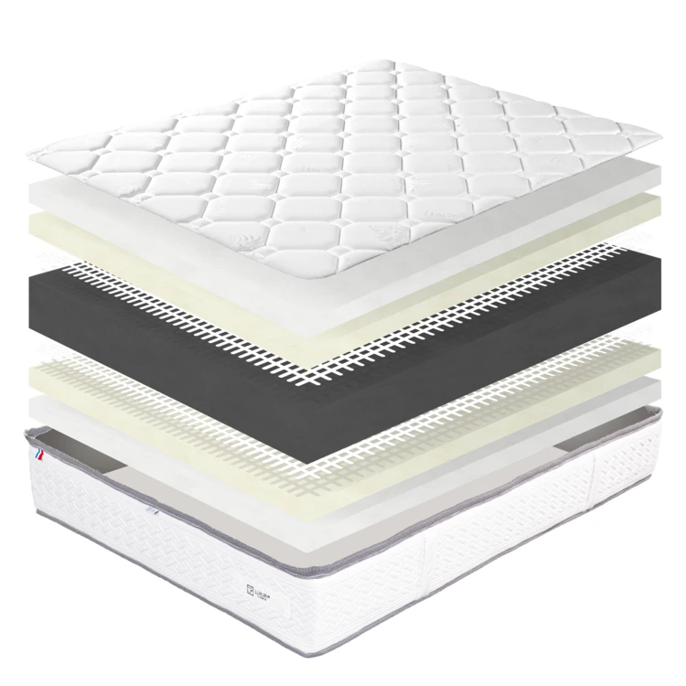 Ensemble matelas mousse 20 cm et sommier beige