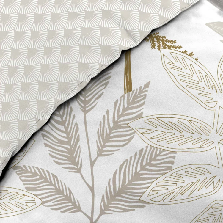 Parure de lit coton motif feuillage double face imprimée