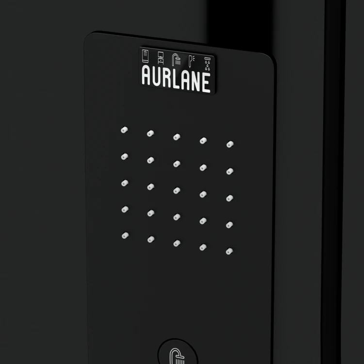Cabine de douche hydromassante rectangulaire XXL avec porte coulissante et panneau de contrôle tactile