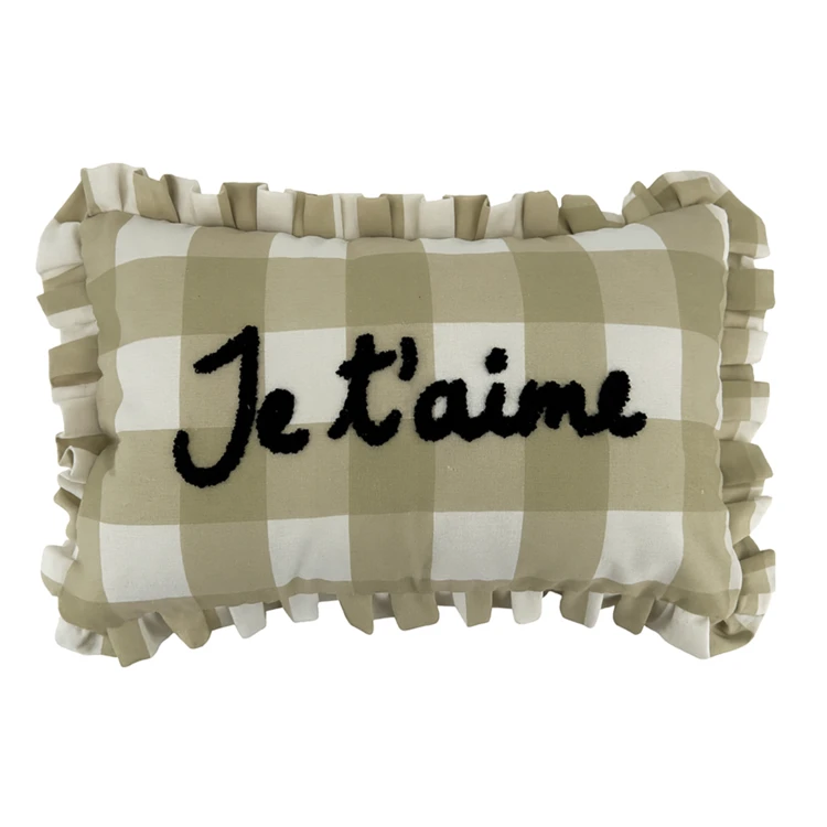 Cojín rectangular a cuadros "Je t'aime