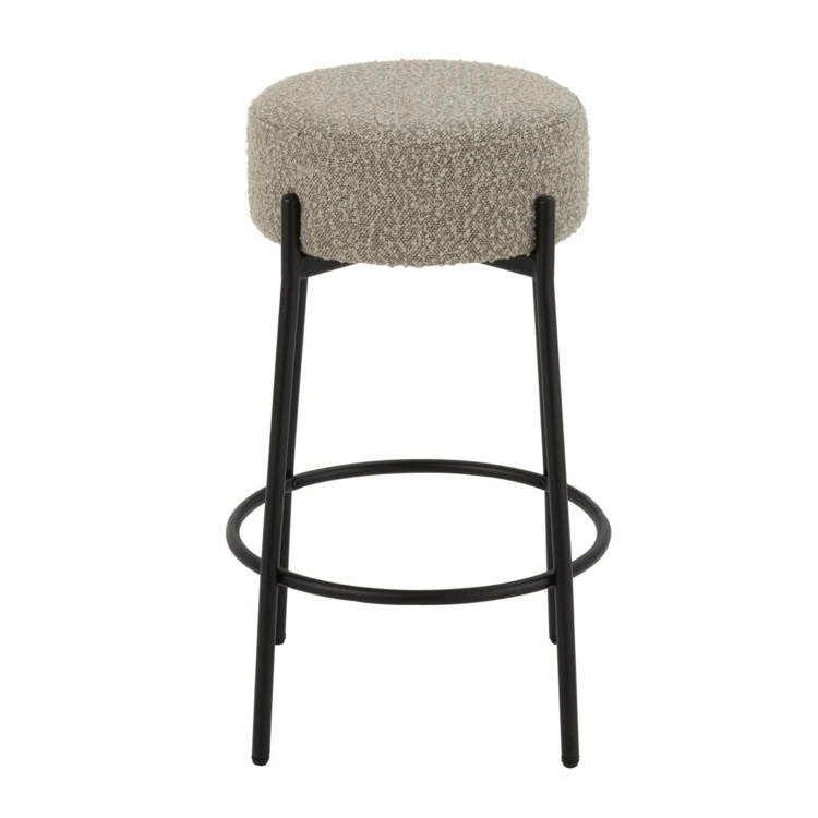 Barhocker aus Bouclé-Stoff und Metall