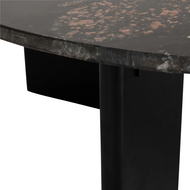 Table basse ronde en pierre effet marbre