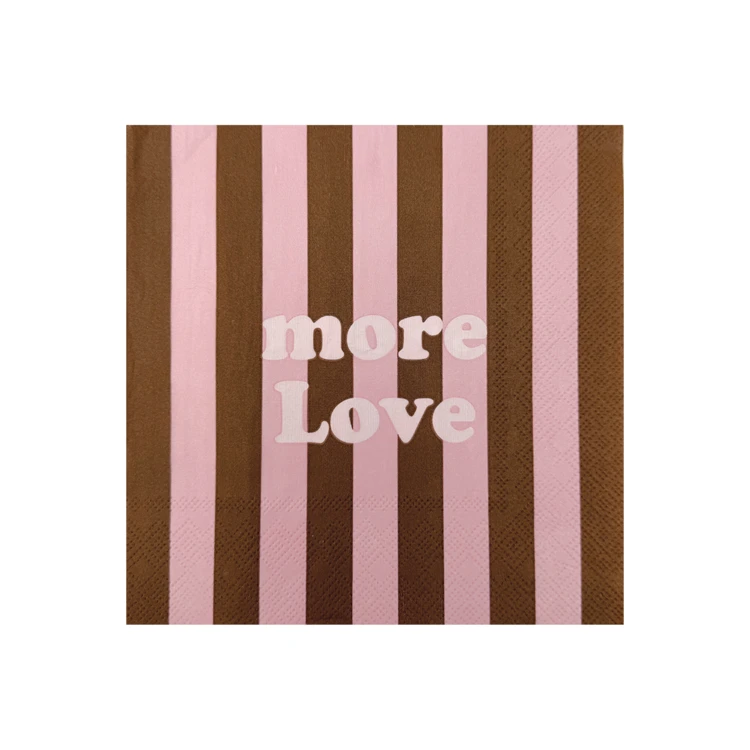Lot de 20 serviettes en papier MORE LOVE rayées