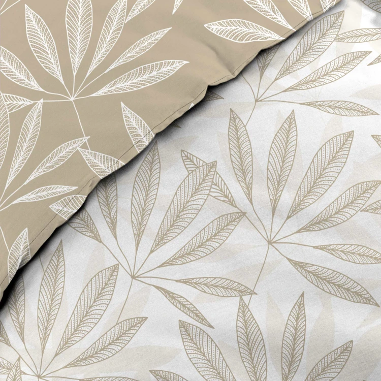 Conjunto de roupa de cama reversível em algodão com motivos de folhagem natural