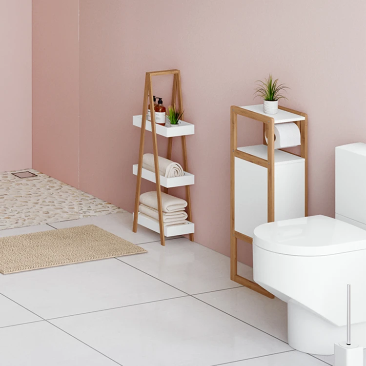 Dérouleur papier toilette avec rangement intégré en bois