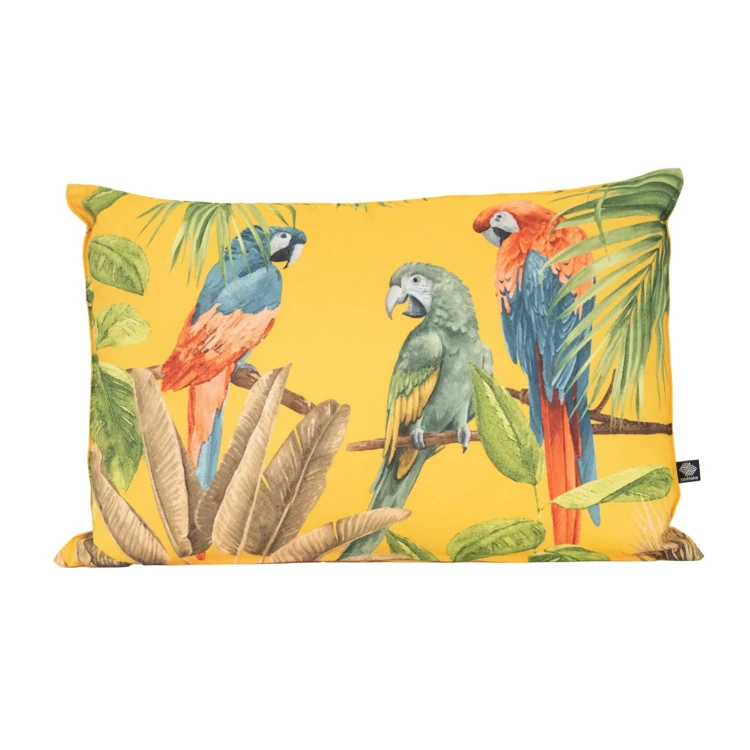Coussin outdoor imprimé perroquets