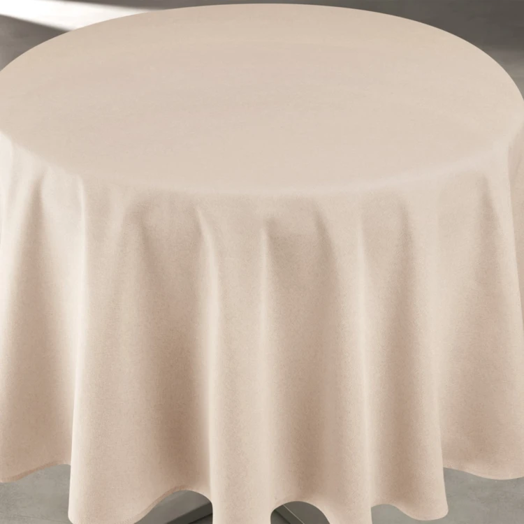 Mantel impermeable antimanchas efecto lino para mesa redonda