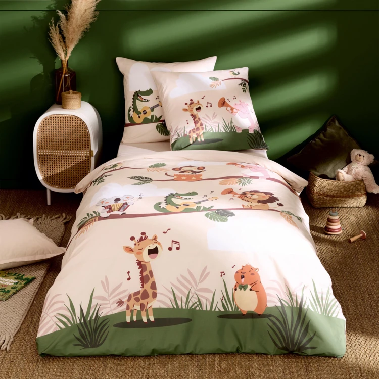 Housse de couette enfant percale de coton savane