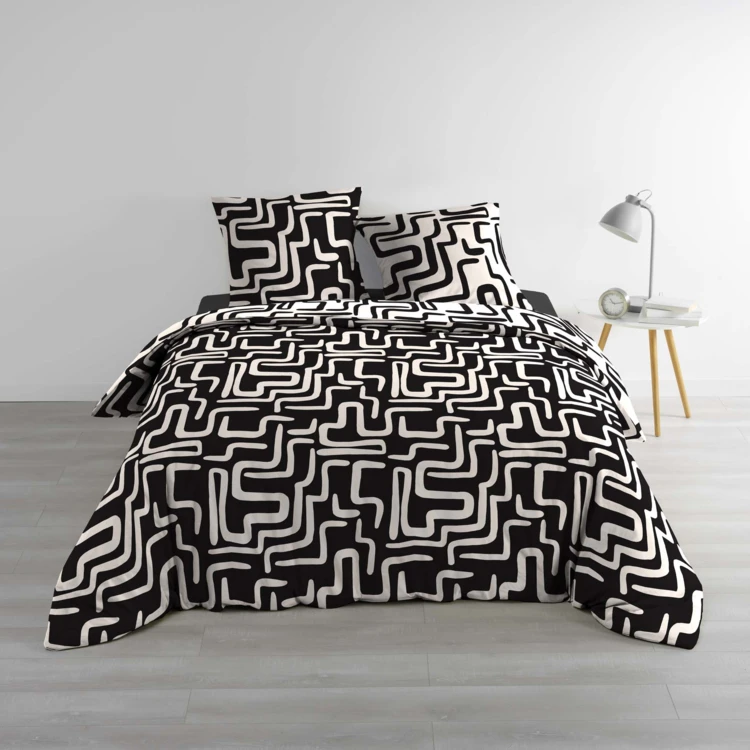 Set da letto a 3 pezzi in cotone al 100% con motivi geometrici: copripiumino + federe
