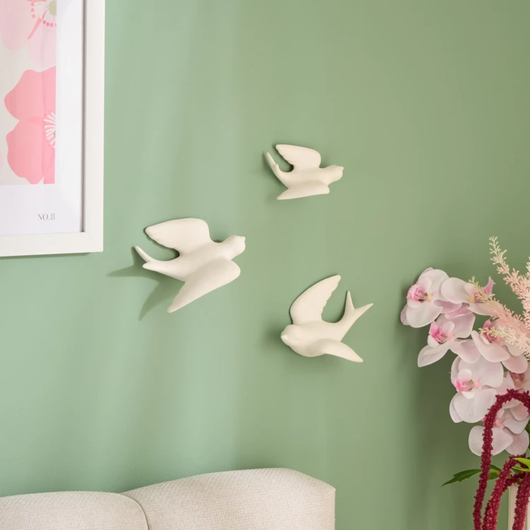 Lot de 3 oiseaux en dolomite décoration murale