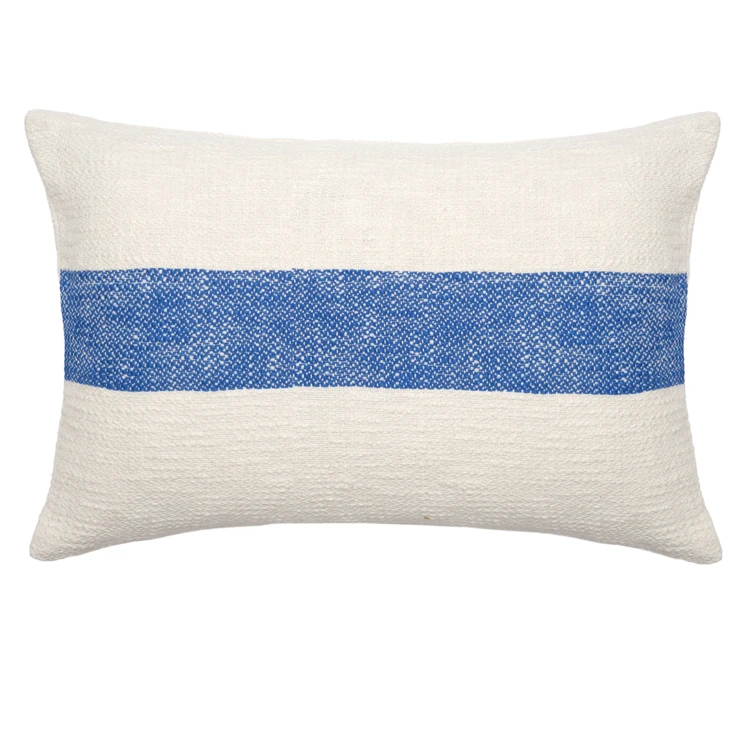 Capa de almofada retangular em chambray com faixa central