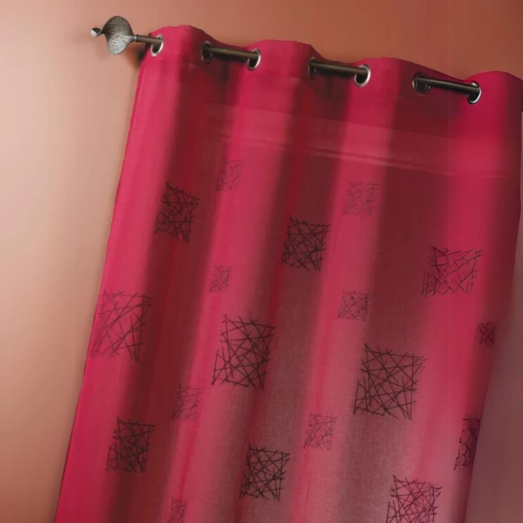 Tenda trasparente ricamata, pronta da appendere, con occhielli