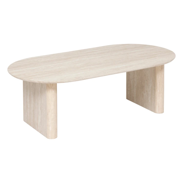 Table basse ovale effet travertin