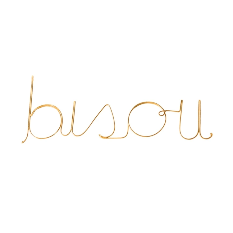 Wort vergoldeter Messingdraht "BISOU"
