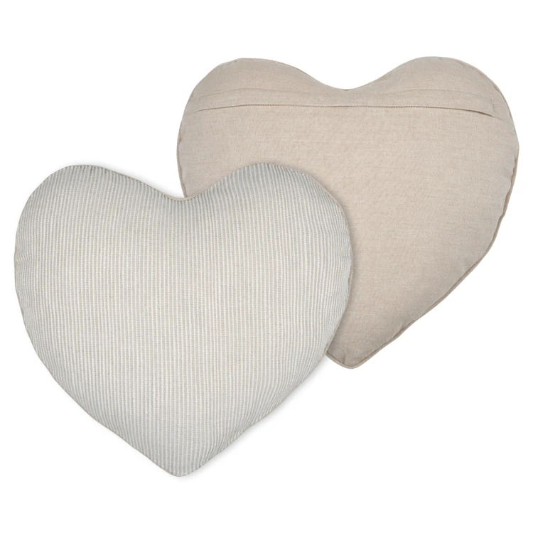 Coussin cœur rayures poly-coton