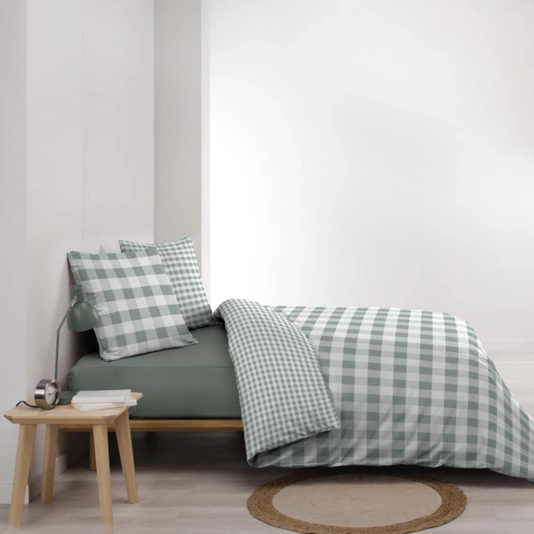 Juego de cama de 3 piezas de algodón a cuadros funda + fundas de almohada