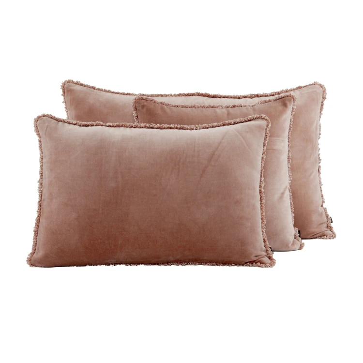 Housse de coussin en velours et contour chenille KOBE HAOMY