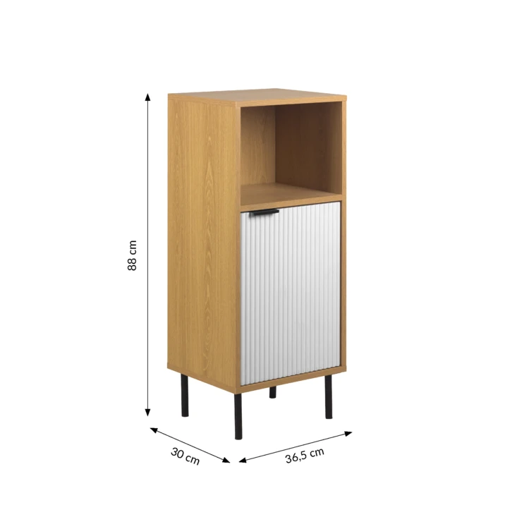 Mobile basso da bagno con ripiani scanalati