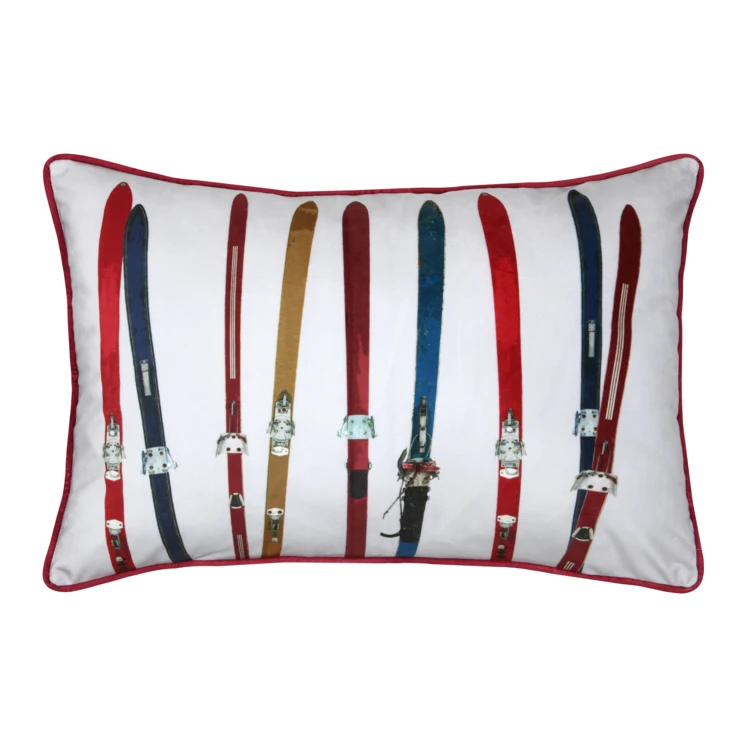 Cojín rectangular con estampado de esquís vintage