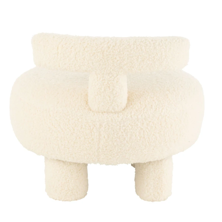 Pouf rond avec dossier en tissu bouclette