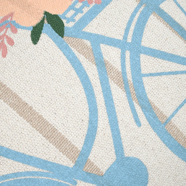 Coussin coton motif vélo fleuri