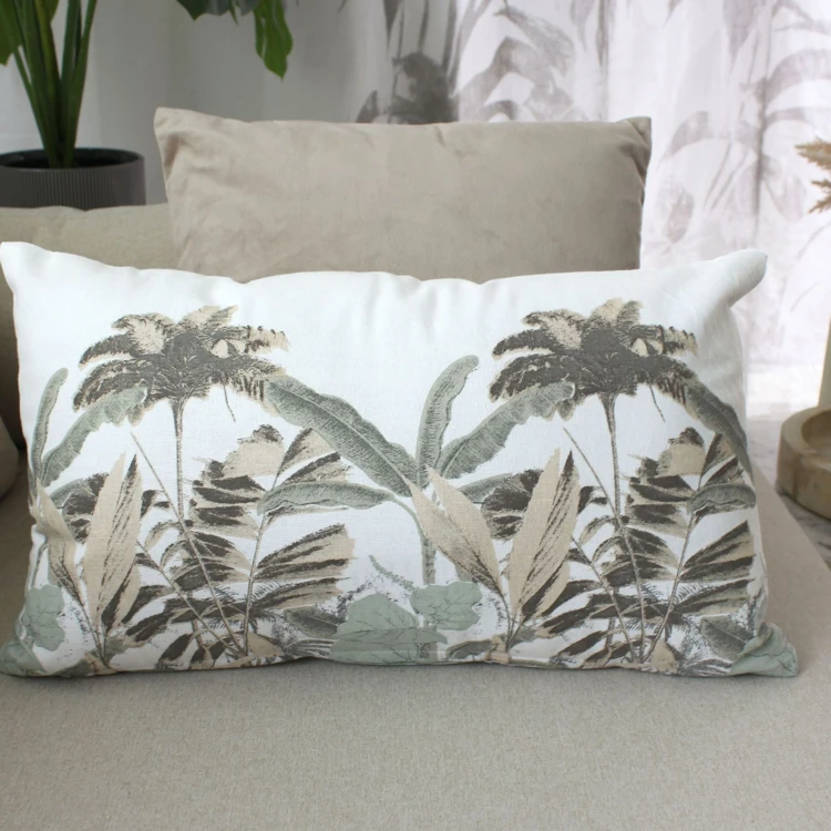 Coussin déhoussable en coton recyclé et imprimé