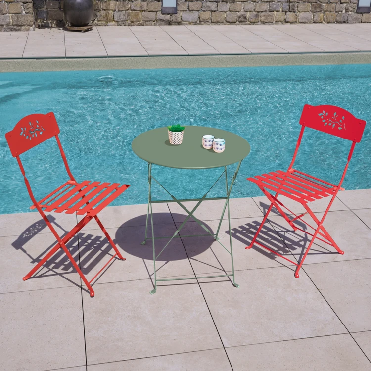 2er-Set klappbare Gartenstühle aus Stahl