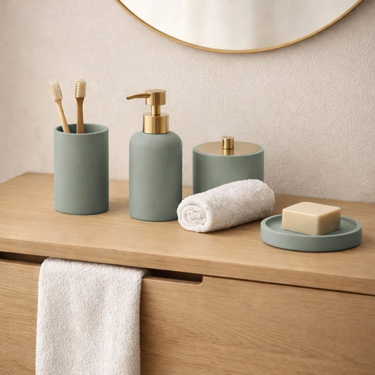 Badezimmerbecher aus Polyresin in schlichtem Design
