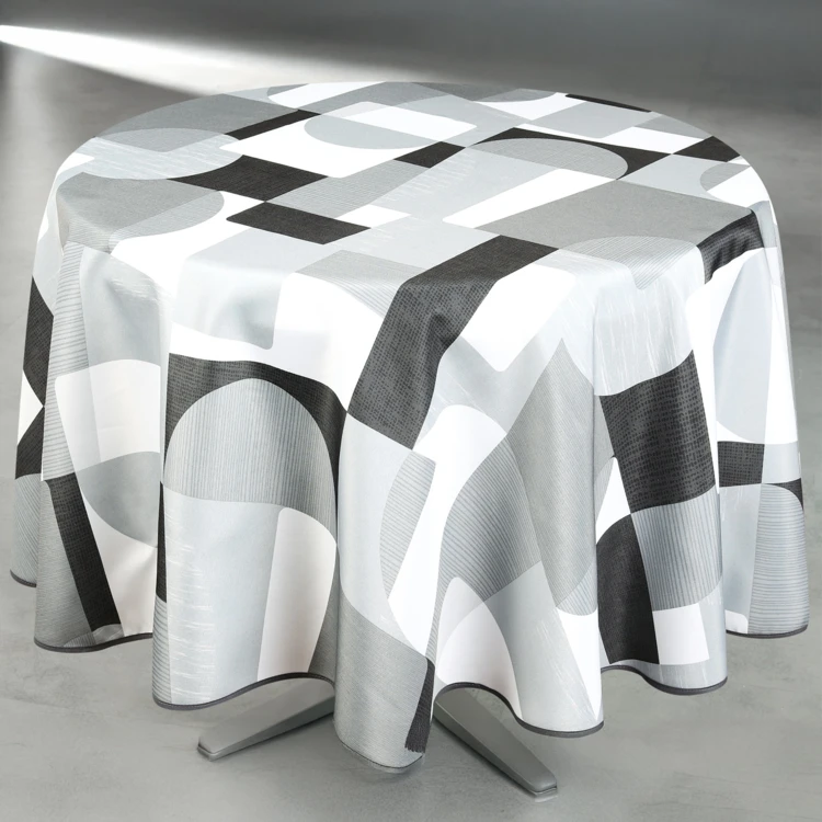 Runde fleckenabweisende Tischdecke mit geometrischem Design