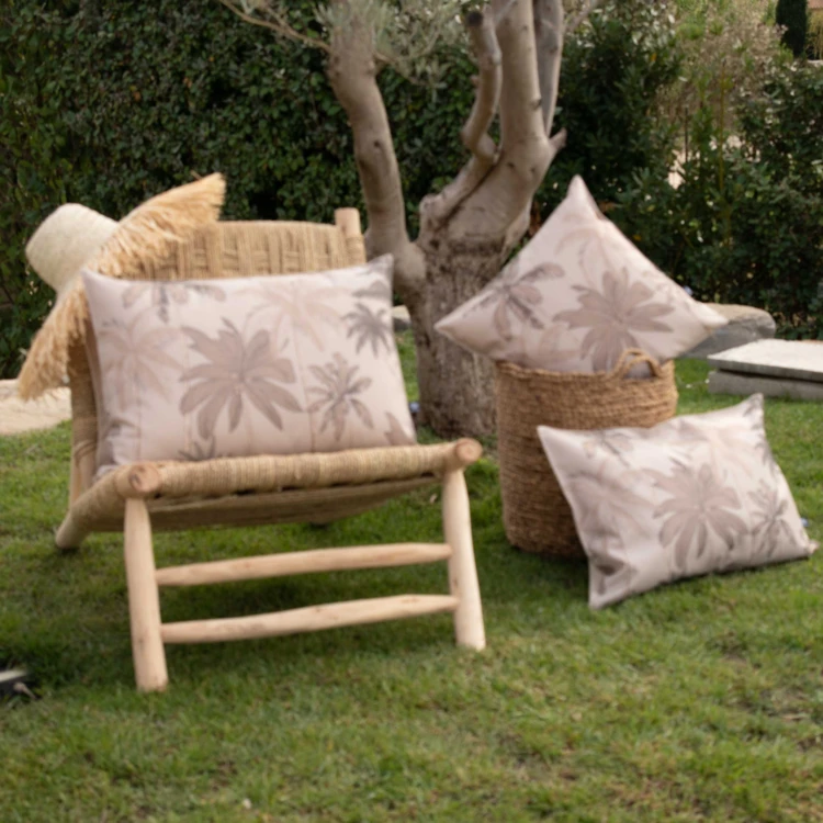 Coussin d'extérieur déperlant imprimé palmiers